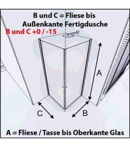 Eck-Duschkabine Cali 08 - Pendeltür - Chrom - Satino