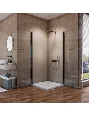 Eck-Duschkabine Crato 08 - Pendeltür - Schwarz - Klarglas