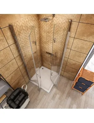 Eck-Duschkabine Cali 09 - Falttür - Chrom - Klarglas