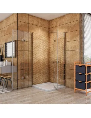 Eck-Duschkabine Cali 09 - Falttür - Chrom - Klarglas