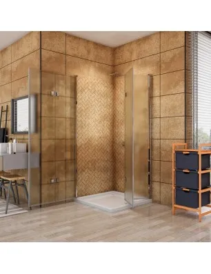 Eck-Duschkabine Cali 09 - Falttür - Chrom - Satino