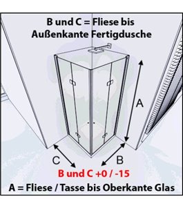 Eck-Duschkabine Crato 09 - Falttür - Schwarz - Klarglas
