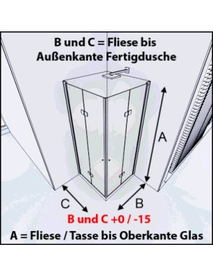 Eck-Duschkabine Crato 09 - Falttür - Schwarz - Klarglas