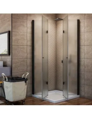 Eck-Duschkabine Crato 09 - Falttür - Schwarz - Satino