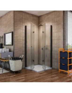 Eck-Duschkabine Crato 09 - Falttür - Schwarz - Satino