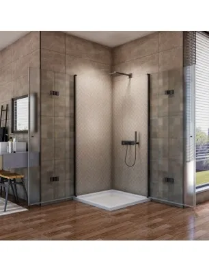 Eck-Duschkabine Crato 09 - Falttür - Schwarz - Satino