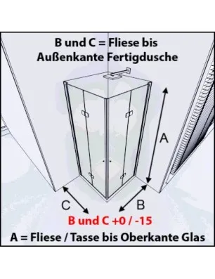 Eck-Duschkabine Crato 09 - Falttür - Schwarz - Satino