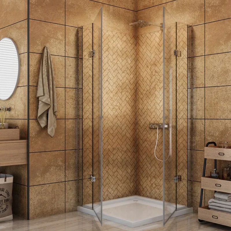 Eck-Duschkabine Cali-10 - aussenöffnend - Chrom - Klarglas Eck-Duschkabine Cali-10 - aussenöffnend - Chrom - Klarglas