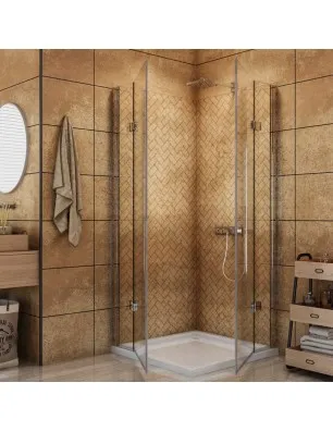 Eck-Duschkabine Cali 10 - aussenöffnend - Chrom - Klarglas