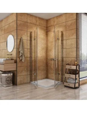 Eck-Duschkabine Cali 10 - aussenöffnend - Chrom - Klarglas