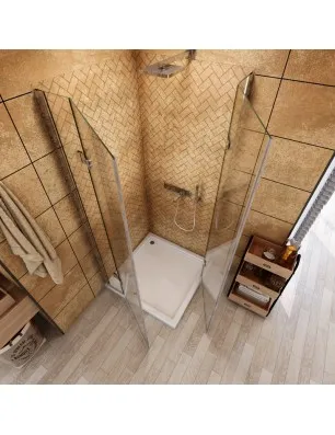 Eck-Duschkabine Cali 10 - aussenöffnend - Chrom - Klarglas