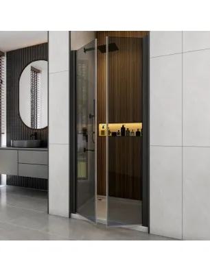 Duschtüren Crato 11 - aussenöffnend - Schwarz - Grauglas