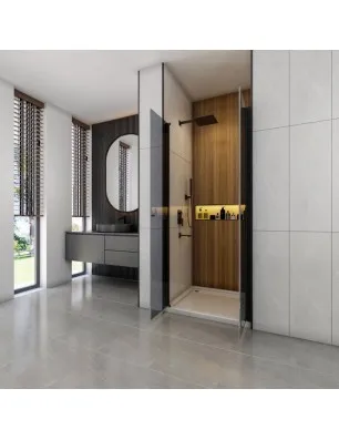 Duschtüren Crato 11 - aussenöffnend - Schwarz - Grauglas