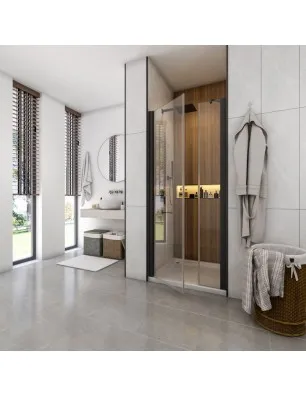 Duschtüren Crato 14 - Pendeltür - Schwarz - Klarglas