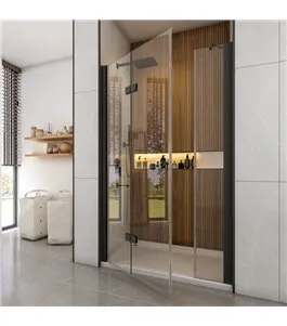 Duschtüren Crato-15 - Falttür - Schwarz - Klarglas