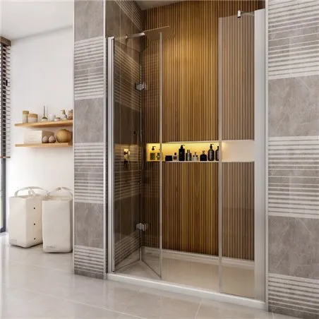 Duschtüren Cali-15 - Falttür - Chrom - Klarglas