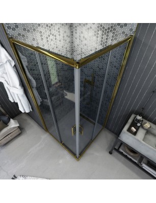 Eck-Duschkabine  VERA 04 - Gold - Grauglas
