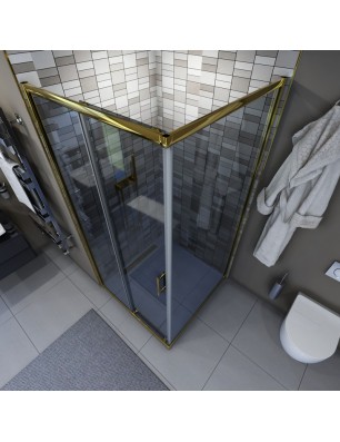 Eck-Duschkabine  VERA 05 - Gold - Grauglas