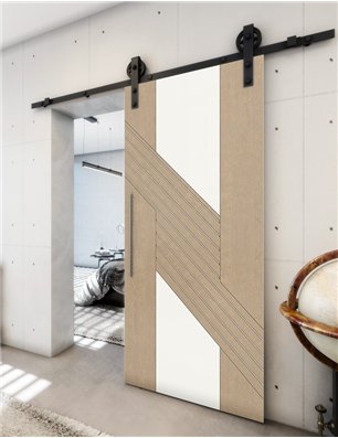 Holzschiebetür Barn-Line - Eiche und Weiss  Model 1019