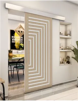 Holzschiebetür Eco-Line - Eiche und Weiss Model 1001