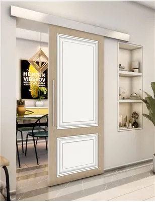 Holzschiebetür Eco-Line - Eiche und Weiss Model 1004