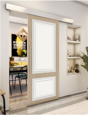 Holzschiebetür Eco-Line - Eiche und Weiss  Model 1004