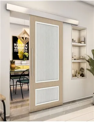 Holzschiebetür Eco-Line - Eiche und Weiss Model 1006