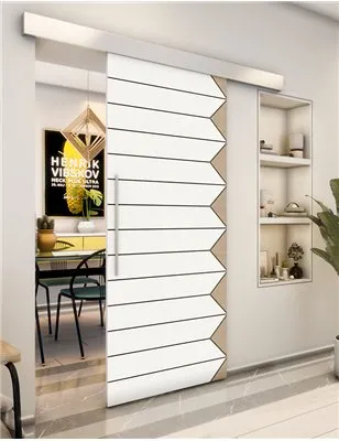 Holzschiebetür Eco-Line - Eiche und Weiss Model 1007