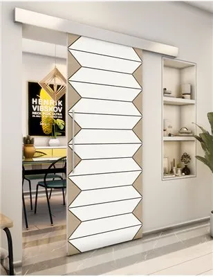 Holzschiebetür Eco-Line - Eiche und Weiss Model 1008