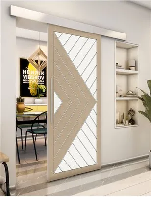 Holzschiebetür Eco-Line - Eiche und Weiss Model 1009