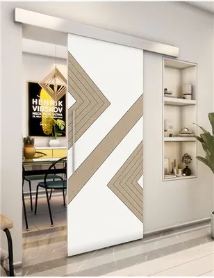 Holzschiebetür Eco-Line - Eiche und Weiss Model 1010