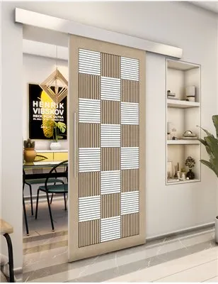 Holzschiebetür Eco-Line - Eiche und Weiss Model 1015