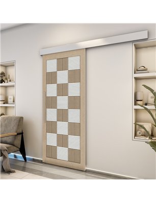 Holzschiebetür Eco-Line - Eiche und Weiss  Model 1015