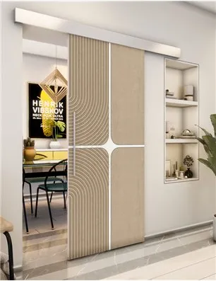 Holzschiebetür Eco-Line - Eiche und Weiss Model 1017