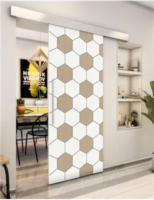 Holzschiebetür Eco-Line - Eiche und Weiss Model 1018