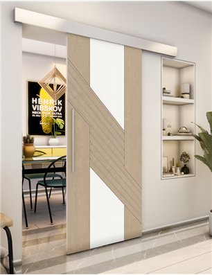 Holzschiebetür Eco-Line - Eiche und Weiss  Model 1019