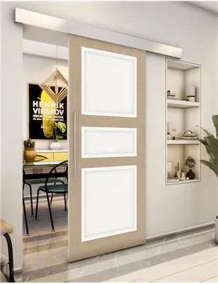 Holzschiebetür Eco-Line - Eiche und Weiss Model 1021