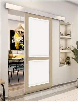 Holzschiebetür Eco-Line - Eiche und Weiss Model 1023