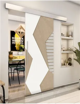 Holzschiebetür Eco-Line - Eiche und Weiss Model 1033