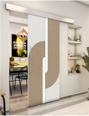 Holzschiebetür Eco-Line - Eiche und Weiss Model 1040