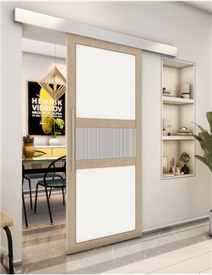 Holzschiebetür Eco-Line - Eiche und Weiss  Model 1042