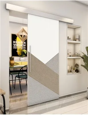 Holzschiebetür Eco-Line - Eiche und Weiss Model 1044