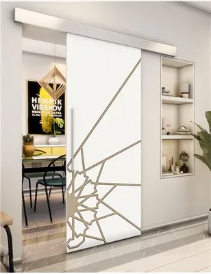 Holzschiebetür Eco-Line - Eiche und Weiss Model 1068