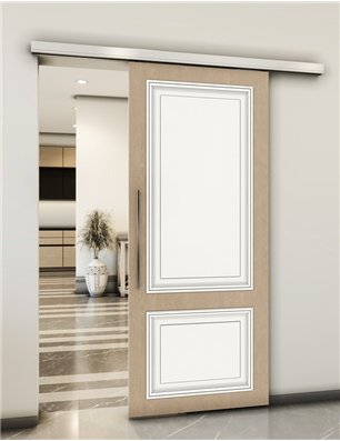 Holzschiebetür Slim-Line - Eiche und Weiss  Model 1004