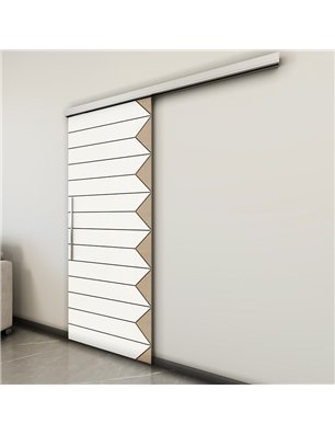 Holzschiebetür Slim-Line - Eiche und Weiss  Model 1007