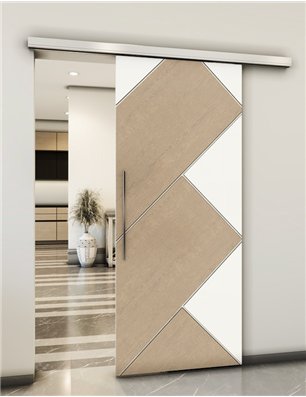 Holzschiebetür Slim-Line - Eiche und Weiss  Model 1026