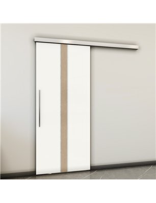 Holzschiebetür Slim-Line - Eiche und Weiss  Model 1030