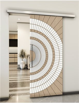 Holzschiebetür Slim-Line - Eiche und Weiss  Model 1036