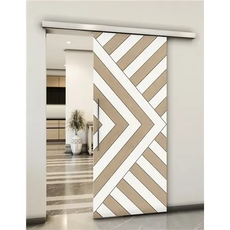 Holzschiebetür Slim-Line - Eiche und Weiss Model 1037