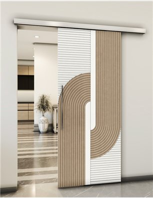 Holzschiebetür Slim-Line - Eiche und Weiss  Model 1040